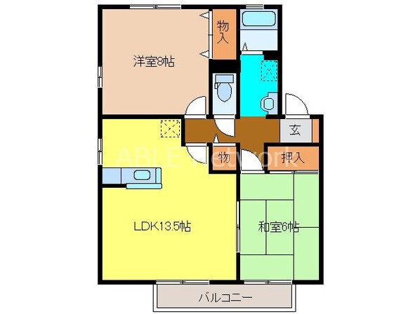 プラムヒルズB棟の物件間取画像